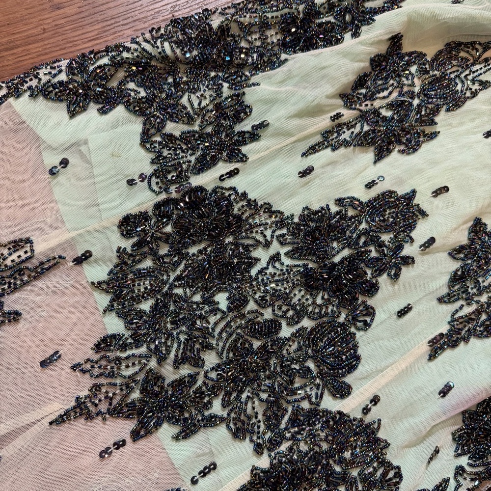 Vintage Y2K 100% Silk Beaded Dress Vintage Beaded Dress Mesh Vintage Prom Dress - Picture 12 of 17